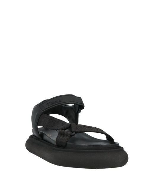 Moncler Black Sandals Textile Fibers, Leather