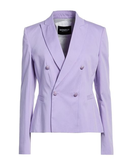 Dondup Purple Blazer Cotton, Silk, Elastane