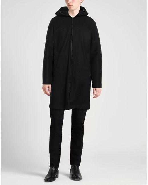 Hevò Black Coat Virgin Wool, Polyamide for men