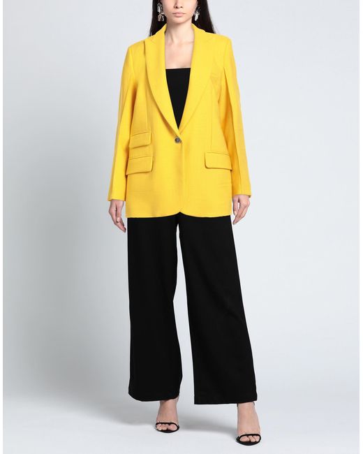 SIMONA CORSELLINI Yellow Blazer Viscose, Polyester, Elastane