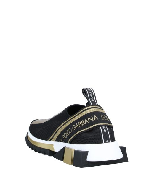 Dolce \u0026 Gabbana Leather Stretch Jersey Sorrento Sneakers With Metallic Logo  in Black/Gold (Black) - Save 62% | Lyst