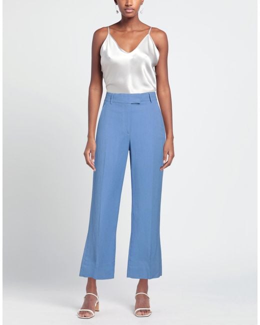 True Royal Blue Azure Pants Viscose, Linen