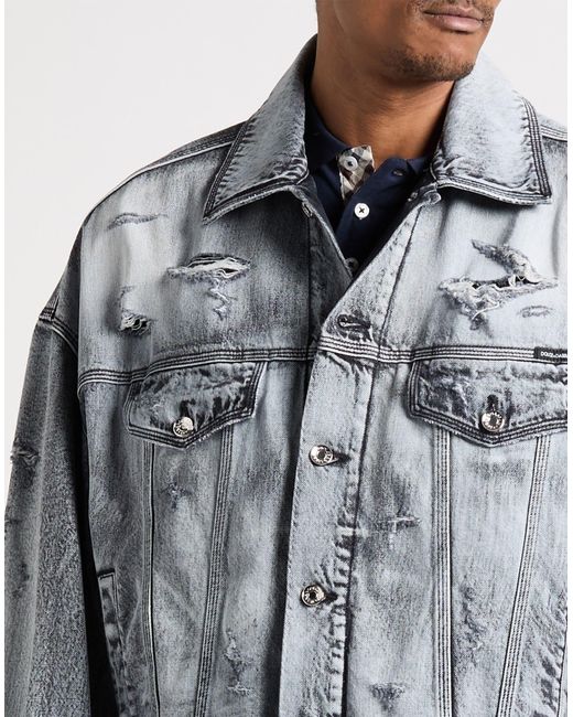 Chaqueta vaquera con detalles rasgados Dolce & Gabbana de hombre de color Gray