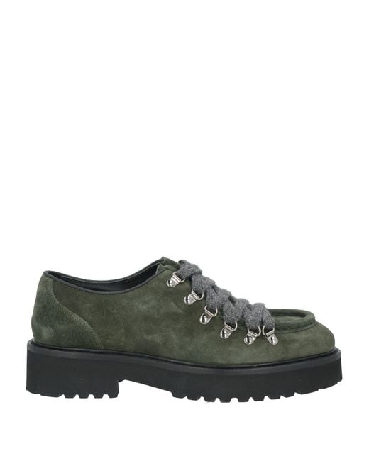 Doucal's Green Lace-Up Shoes Leather