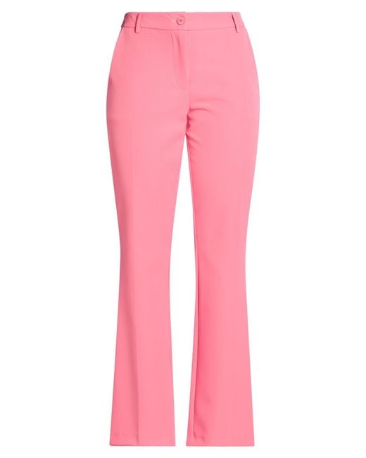 White Wise Pink Pants Polyester, Elastane