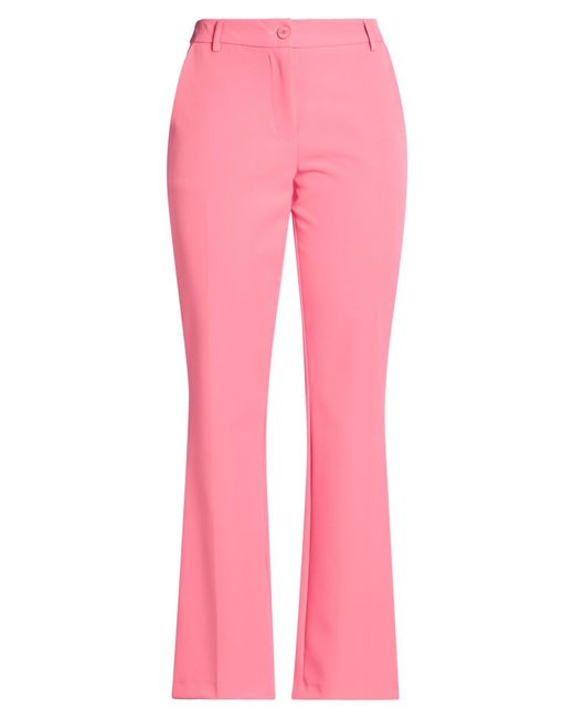 White Wise Pink Pants Polyester, Elastane