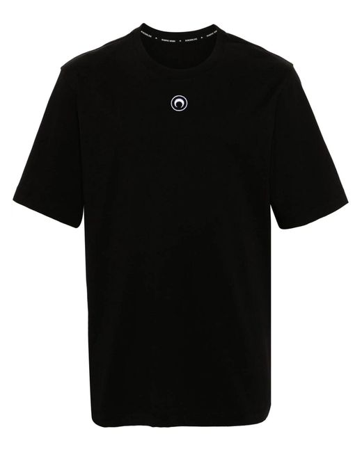 MARINE SERRE Sichelmond-T-Shirt aus Bio-Baumwolle in Black für Herren