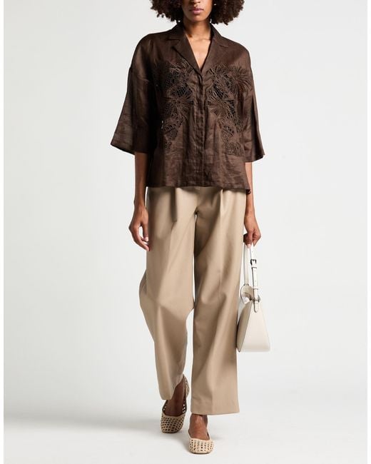 Max Mara Brown Dark Shirt Ramie