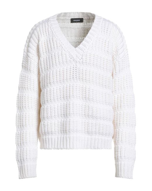 DSquared² White Ivory Sweater Virgin Wool for men