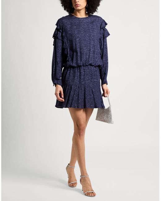 8pm Blue Mini Dress Viscose, Metallic Fiber, Polyamide