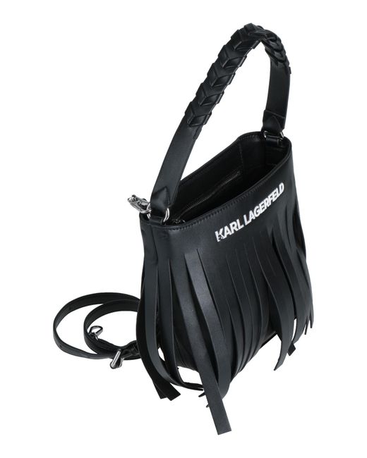 Karl Lagerfeld Black K/Fringe Mini Hobo -- Handbag Polyurethane, Cotton