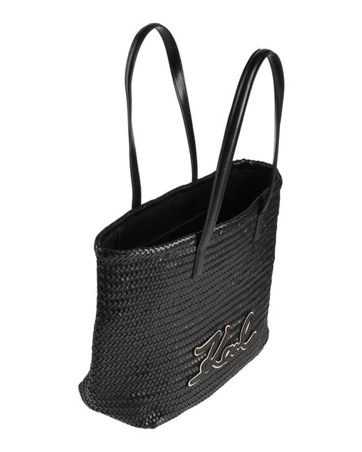 Karl Lagerfeld Black K/Signature Braid Medium Tote -- Handbag Cow Leather