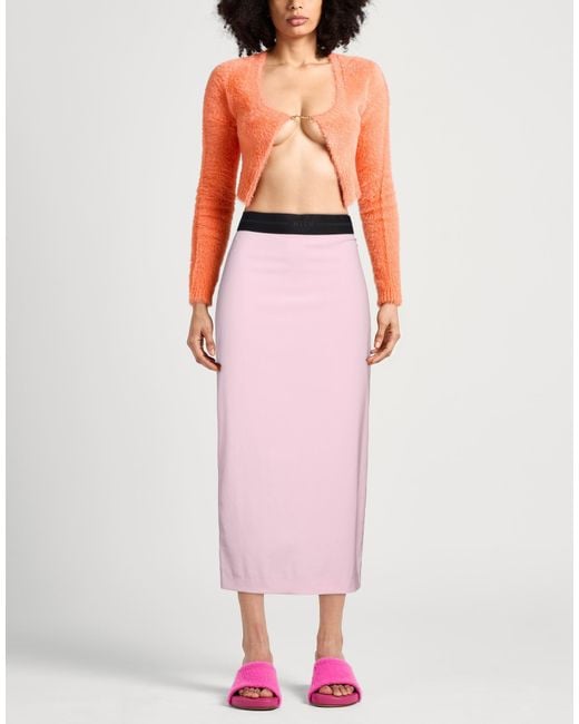 MSGM Pink Midi Skirt Virgin Wool, Elastane