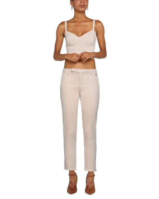 Blugirl Blumarine Cotton Trouser, Plain Pattern in Beige (Natural) - Lyst