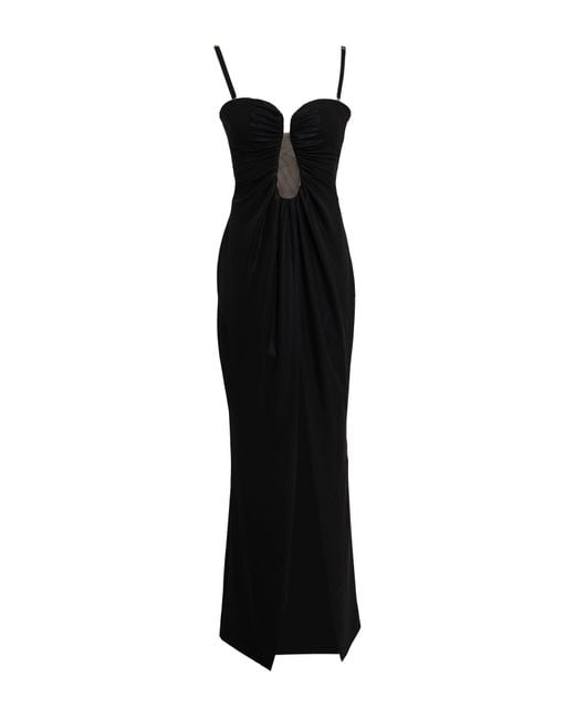 Fracomina Black Maxi Dress Polyester, Elastane