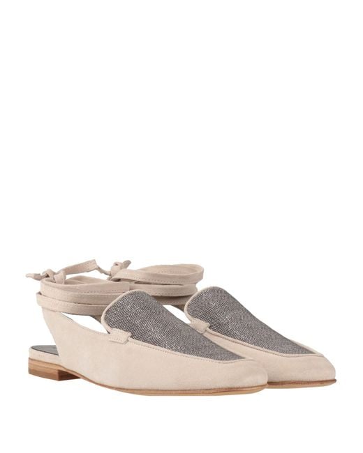 Brunello Cucinelli White Ivory Ballet Flats Leather