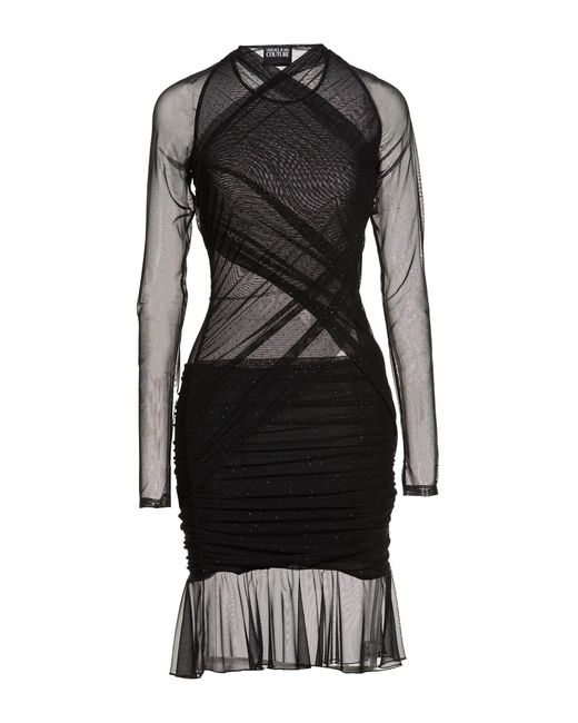Versace Jeans Couture Black Mini Dress Polyamide, Elastane, Viscose