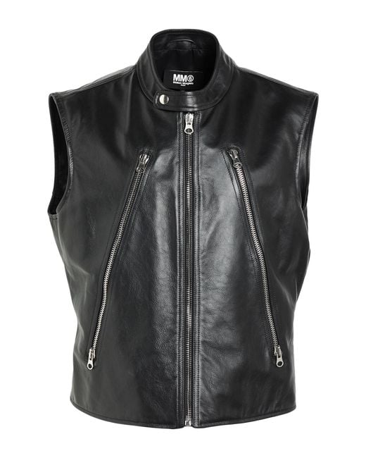 MM6 by Maison Margiela Women's Black Vest Calfskin
