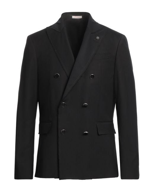 Officina 36 Black Blazer Polyester, Viscose, Wool, Elastane for men