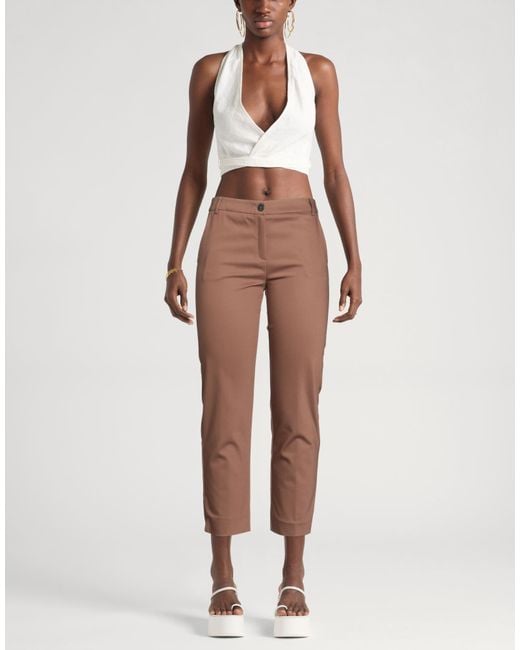 Marella Brown Pants Cotton, Polyamide, Elastane