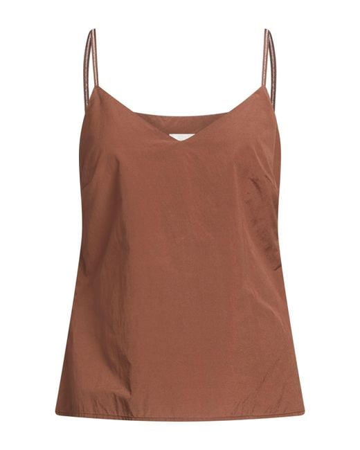 Peserico Brown Top Cotton, Polyester
