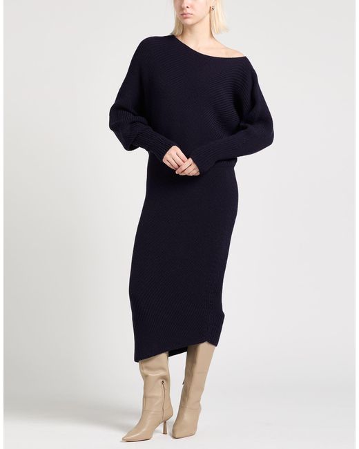 Philosophy Di Lorenzo Serafini Blue Midnight Midi Dress Acrylic, Virgin Wool