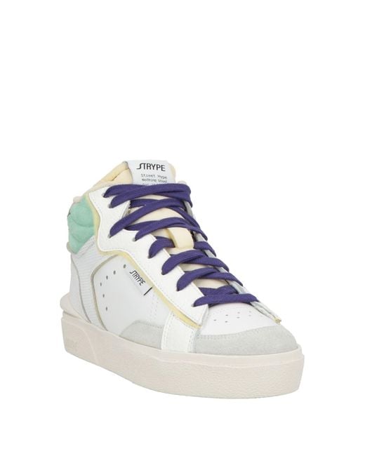 Strype White Sneakers Leather, Textile Fibers
