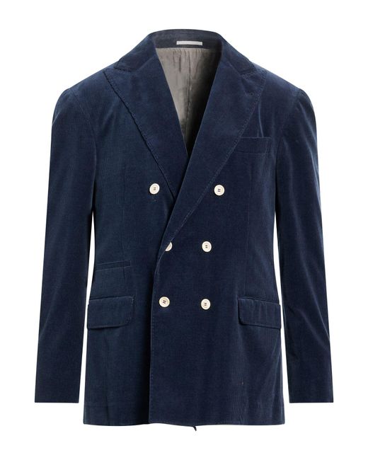 Brunello Cucinelli Blue Blazer Cotton, Cashmere, Elastane for men