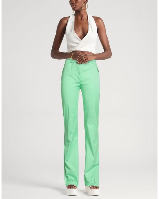 Pinko Green Pants Cotton, Elastane