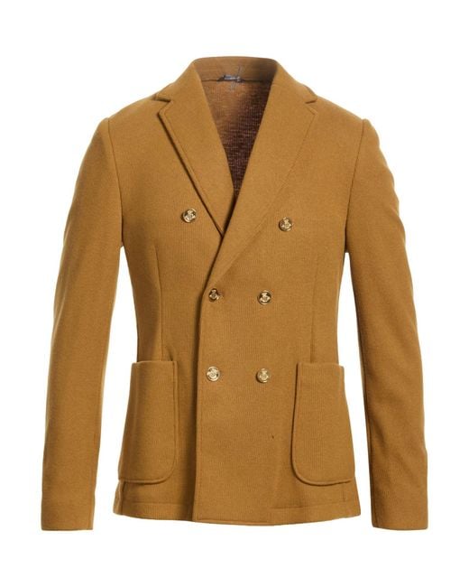 Daniele Alessandrini Brown Camel Blazer Polyester, Acrylic, Viscose for men