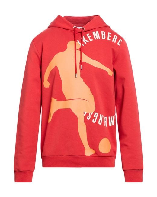 Bikkembergs Red Sweatshirt Cotton, Polyester, Elastane for men