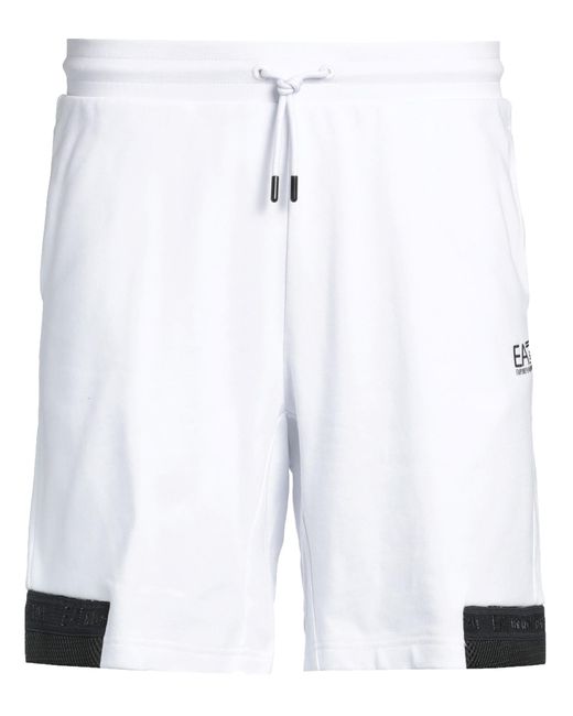 EA7 White Shorts & Bermuda Shorts Cotton, Polyester, Elastane, Polyamide for men