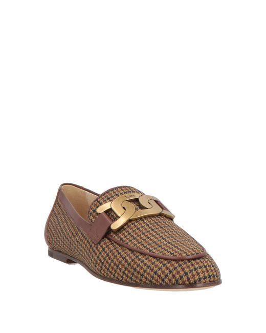 Tod's Brown Loafers Textile Fibers, Leather