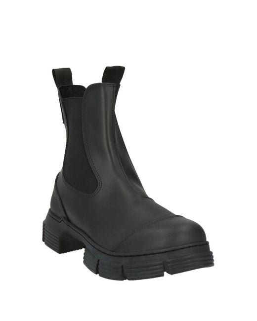 Ganni Black Ankle Boots Textile Fibers