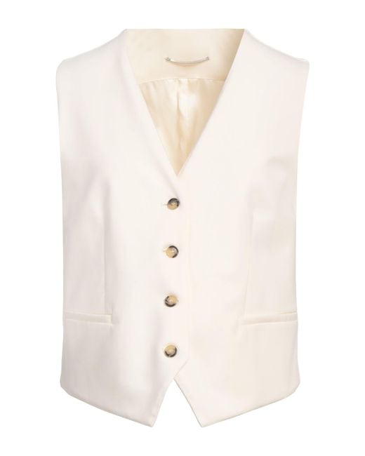 PT Torino White Cream Tailored Vest Virgin Wool, Elastane