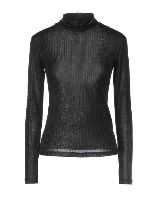 Dondup Black Turtleneck Polyester, Elastane