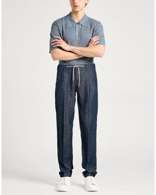 Eleventy Blue Pants Linen for men