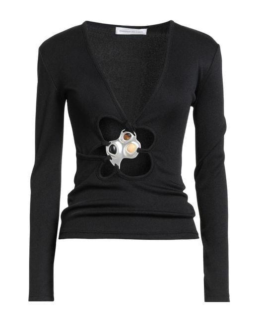 Christopher Esber Black T-Shirt Polyester, Elastane, Brass, Crystal