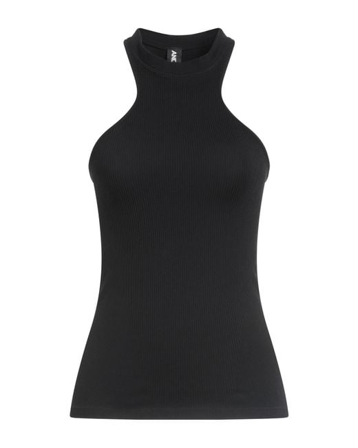 ANDREADAMO Black Ribbed Crewneck Tank Top