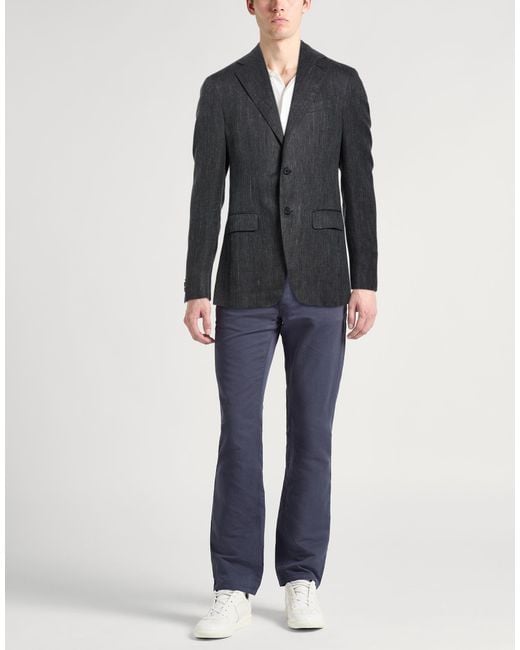 Caruso Black Per Braun Blazer Linen, Wool for men