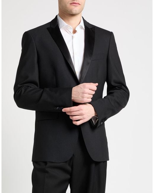 Les Hommes Black Blazer Polyester, Wool, Elastane for men