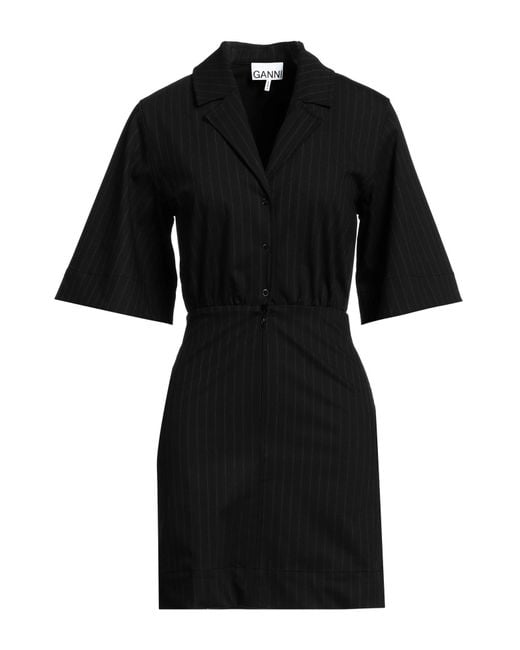 Ganni Black Mini Dress Polyester, Viscose, Elastane