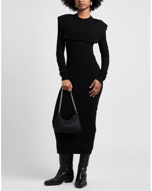 Sportmax Black Midi Dress Virgin Wool, Polyester, Polyamide, Elastane