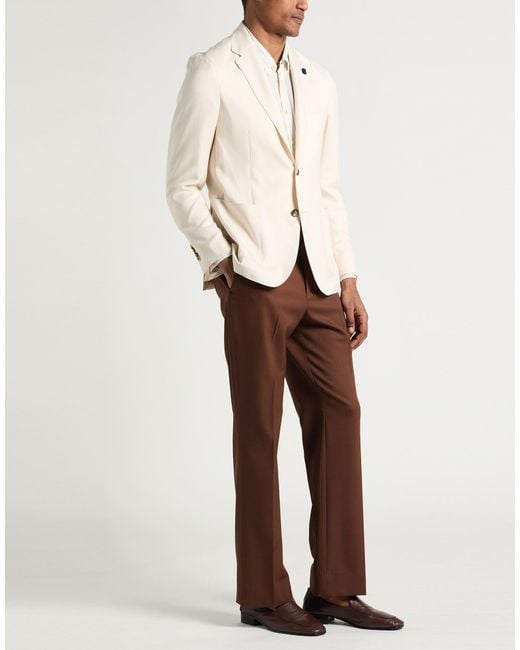 Lardini Natural Ivory Blazer Cashmere, Silk for men