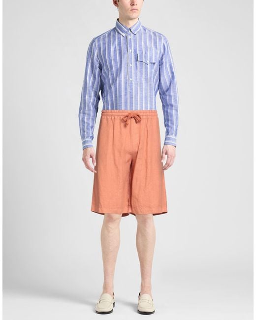 Fedeli Orange Shorts & Bermuda Shorts Linen for men
