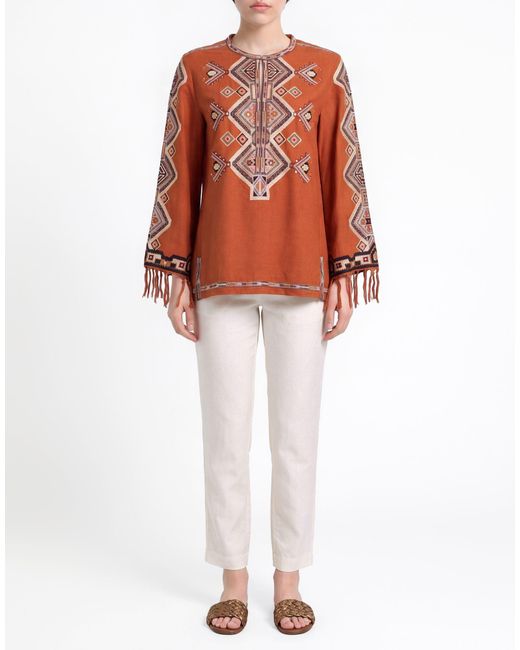 Isabel Marant Red Tan Top Silk, Viscose