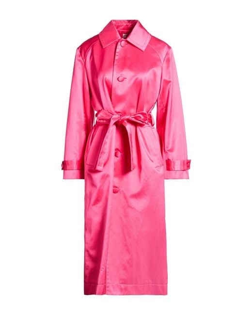 Ines De La Fressange Paris Pink Fuchsia Overcoat & Trench Coat Cotton, Viscose