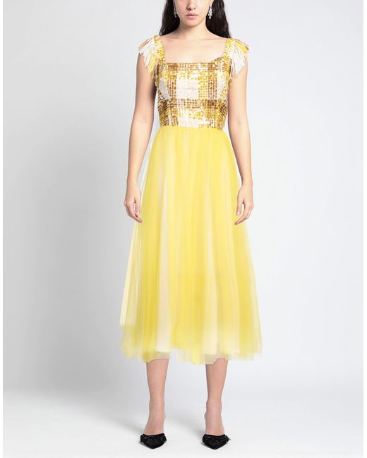 Elisabetta Franchi Yellow Midi Dress