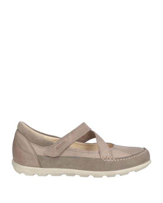 Ecco Gray Ballet Flats Leather