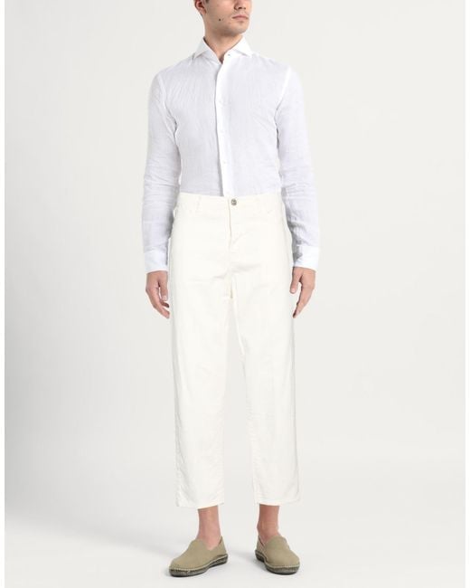 Yes London White Ivory Pants Cotton for men